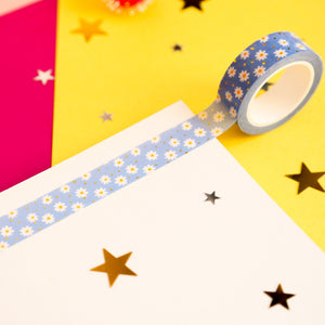 Blue Fields Of Daisies Foil Washi Tape