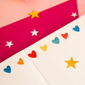 Bright Fun Watercolour Love Heart Washi Tape