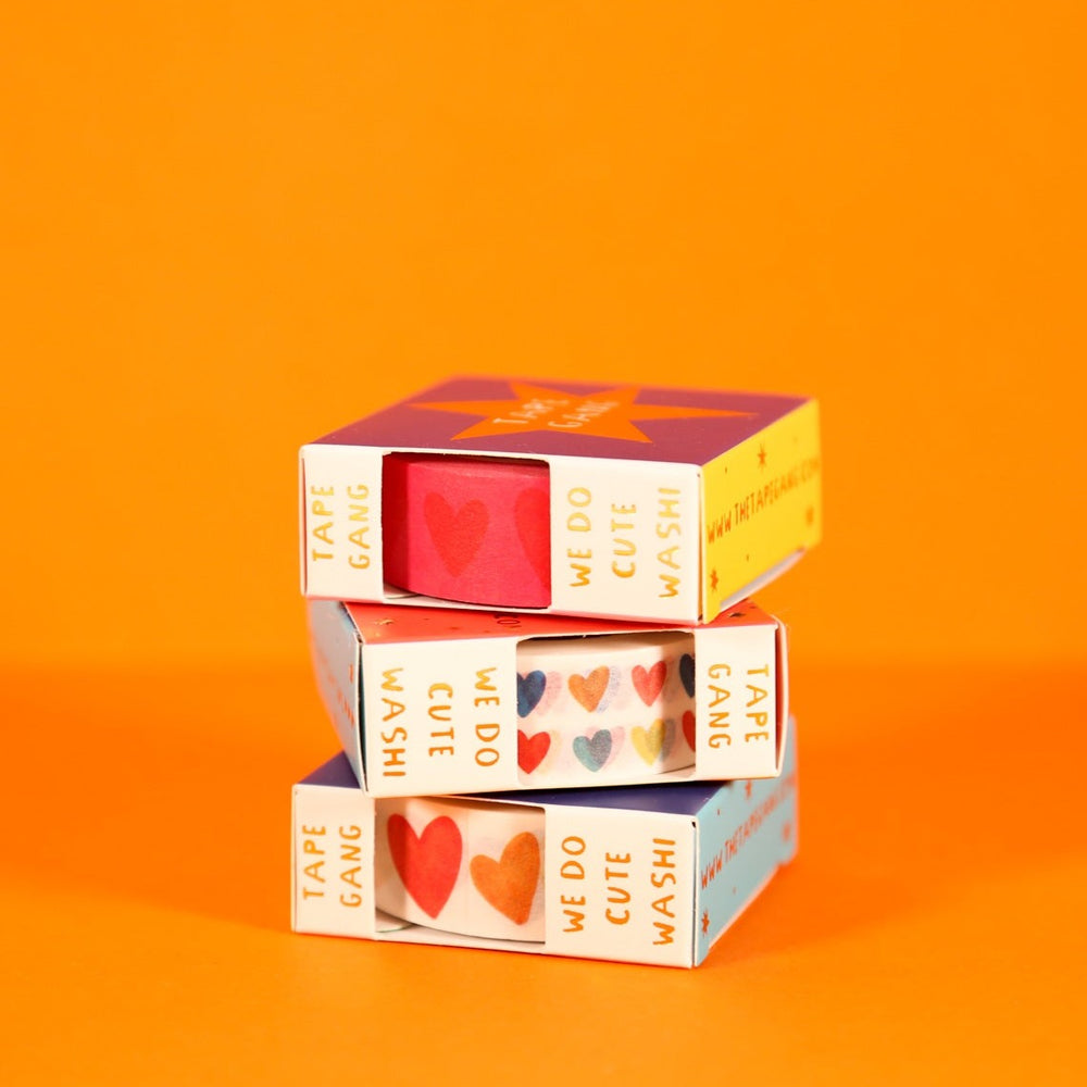 Bright Fun Watercolour Love Heart Washi Tape