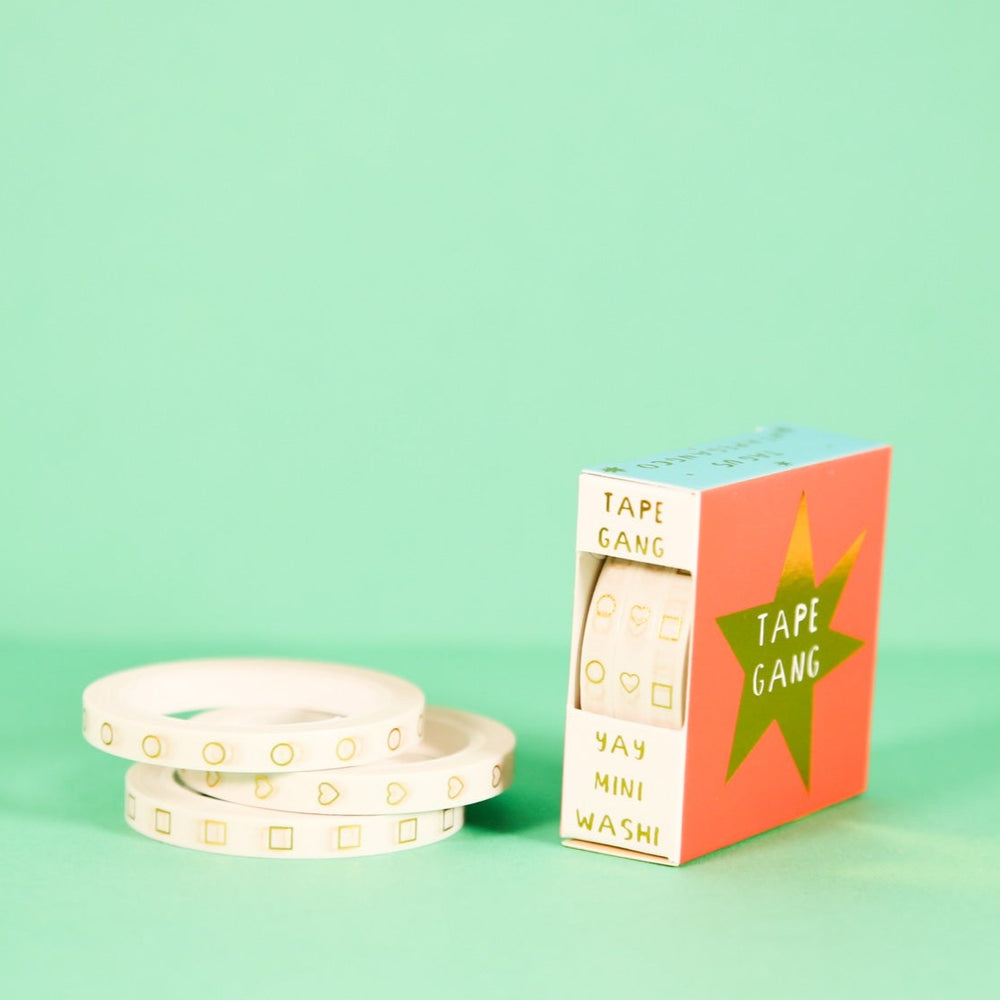 Set of 3 Mini Check List Gold Foil White Washi Tape