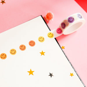 Just Groovy Baby Colourful Smiley Face Washi In White