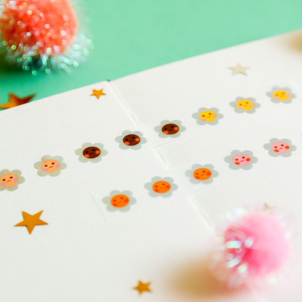 Many Moods Floral Faces Washi In Holographic