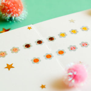 Many Moods Floral Faces Washi In Holographic