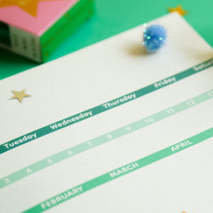 Set of 3 Mini Days Of Week, Months Of Year, and Dates Washi Green Mint Tape