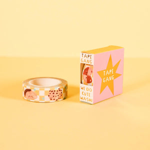 Cookie Cats Patisserie Bakery Dessert Glitter Yellow Chequered Glitter Washi Tape