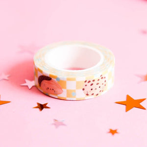 Cookie Cats Patisserie Bakery Dessert Glitter Yellow Chequered Glitter Washi Tape