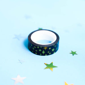 Starry Night Black Gold Foil Washi Tape