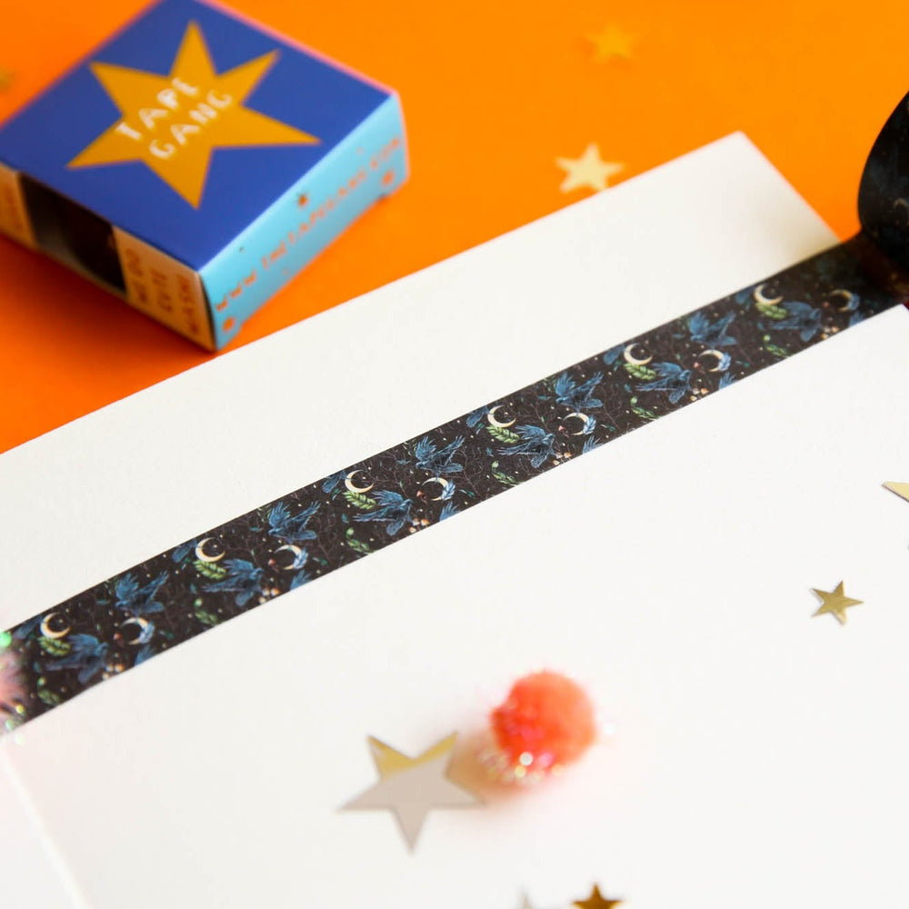 Flying Birds in a Moonlit Night Magical Forest Washi Tape