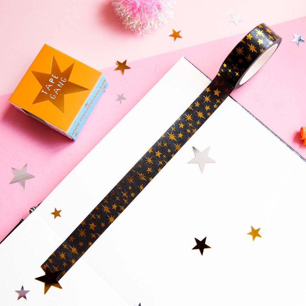 Starry Night Black Gold Foil Washi Tape