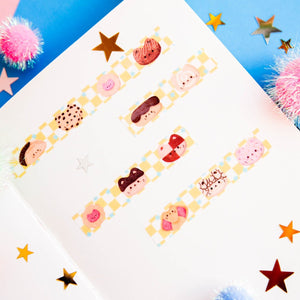 Cookie Cats Patisserie Bakery Dessert Glitter Yellow Chequered Glitter Washi Tape