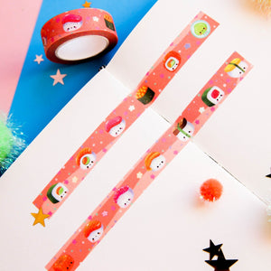 Kawaii Sushi Fwends Glitter Doodle Star Flower Dot Washi Tape