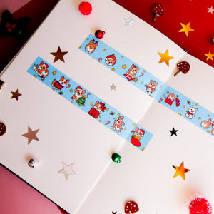 Blue Super Cute Corgeous Boop Dog Corgi Corgis Christmas Glitter Washi Tape Maxi